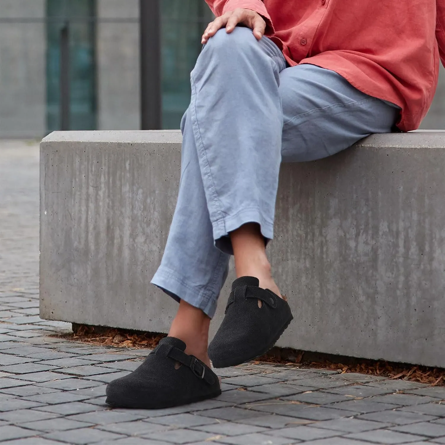 Asgard Suede Clogs Mules Potato Shoes with Comfort Cork Footbed - Wide Feet Please Half Size UP