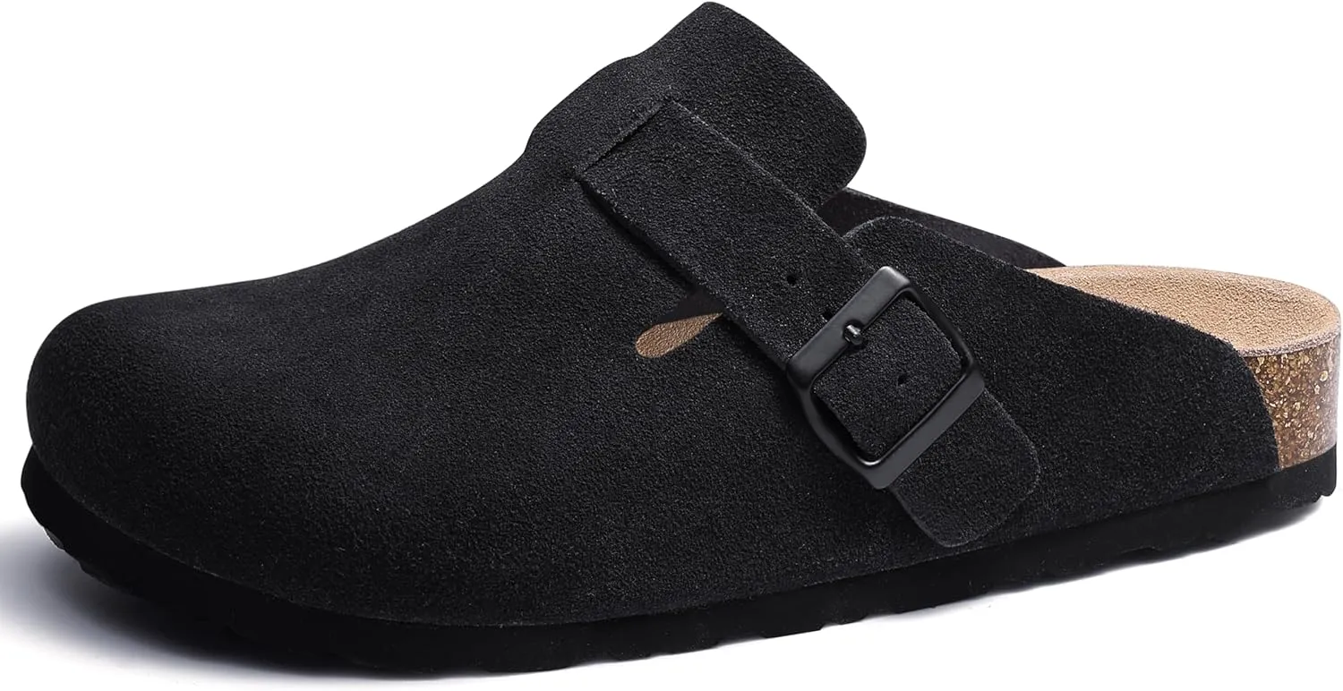 Asgard Suede Clogs Mules Potato Shoes with Comfort Cork Footbed - Wide Feet Please Half Size UP