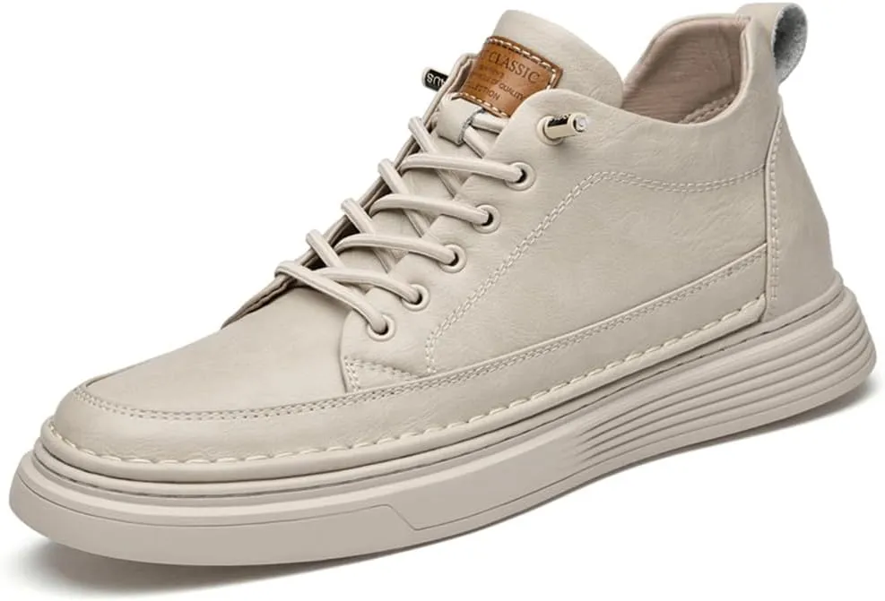 Asifn Men's Casual Shoes Invisible Height Increasing Leather Elevator Lace Up Sneakers Fashion Breathable Comfortable Lightweight