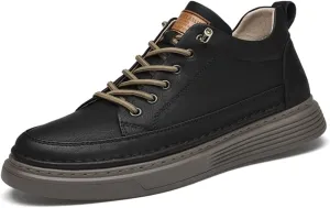 Asifn Men's Casual Shoes Invisible Height Increasing Leather Elevator Lace Up Sneakers Fashion Breathable Comfortable Lightweight