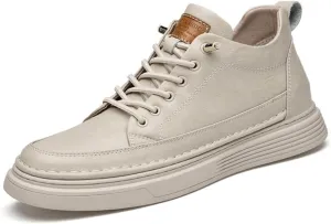Asifn Men's Casual Shoes Invisible Height Increasing Leather Elevator Lace Up Sneakers Fashion Breathable Comfortable Lightweight
