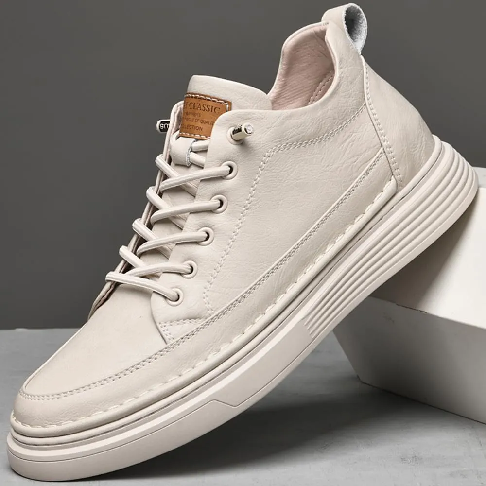Asifn Men's Casual Shoes Invisible Height Increasing Leather Elevator Lace Up Sneakers Fashion Breathable Comfortable Lightweight