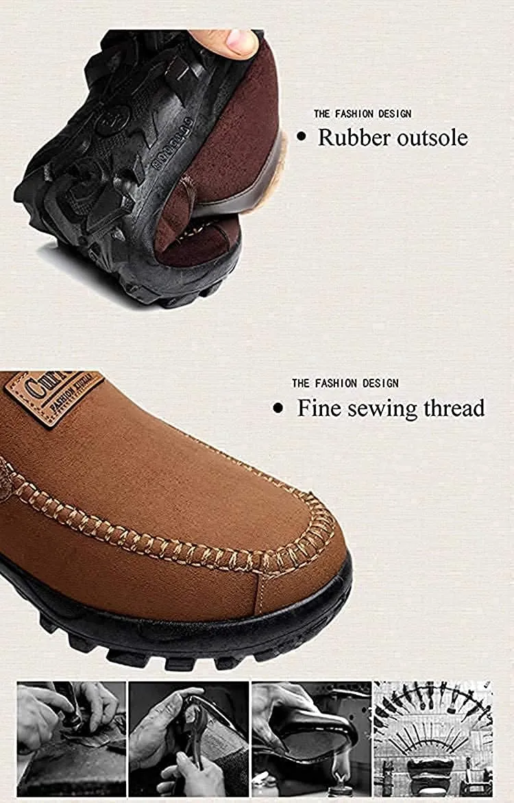 Asifn Men's Moccasins Slippers Memory Foam Slip on Loafers Fur Lined House Shoes Indoor Outdoor Winter