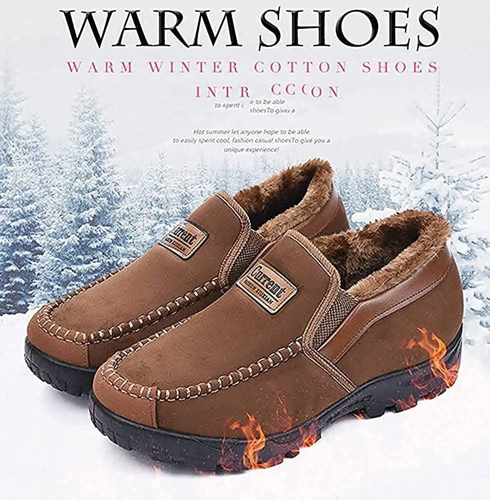 Asifn Men's Moccasins Slippers Memory Foam Slip on Loafers Fur Lined House Shoes Indoor Outdoor Winter