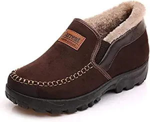 Asifn Men's Moccasins Slippers Memory Foam Slip on Loafers Fur Lined House Shoes Indoor Outdoor Winter