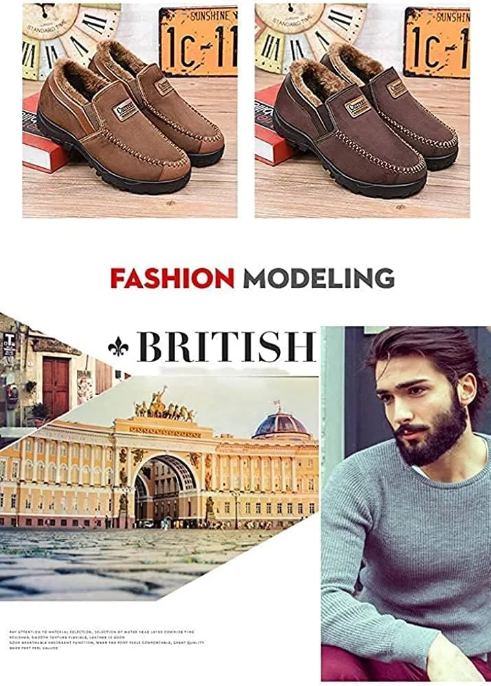 Asifn Men's Moccasins Slippers Memory Foam Slip on Loafers Fur Lined House Shoes Indoor Outdoor Winter