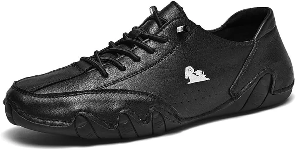 Asifn Men's Slip on Loafers Breathable Leather Shoes Fashion Lace up Casual Lightweight Sneakers Rubber