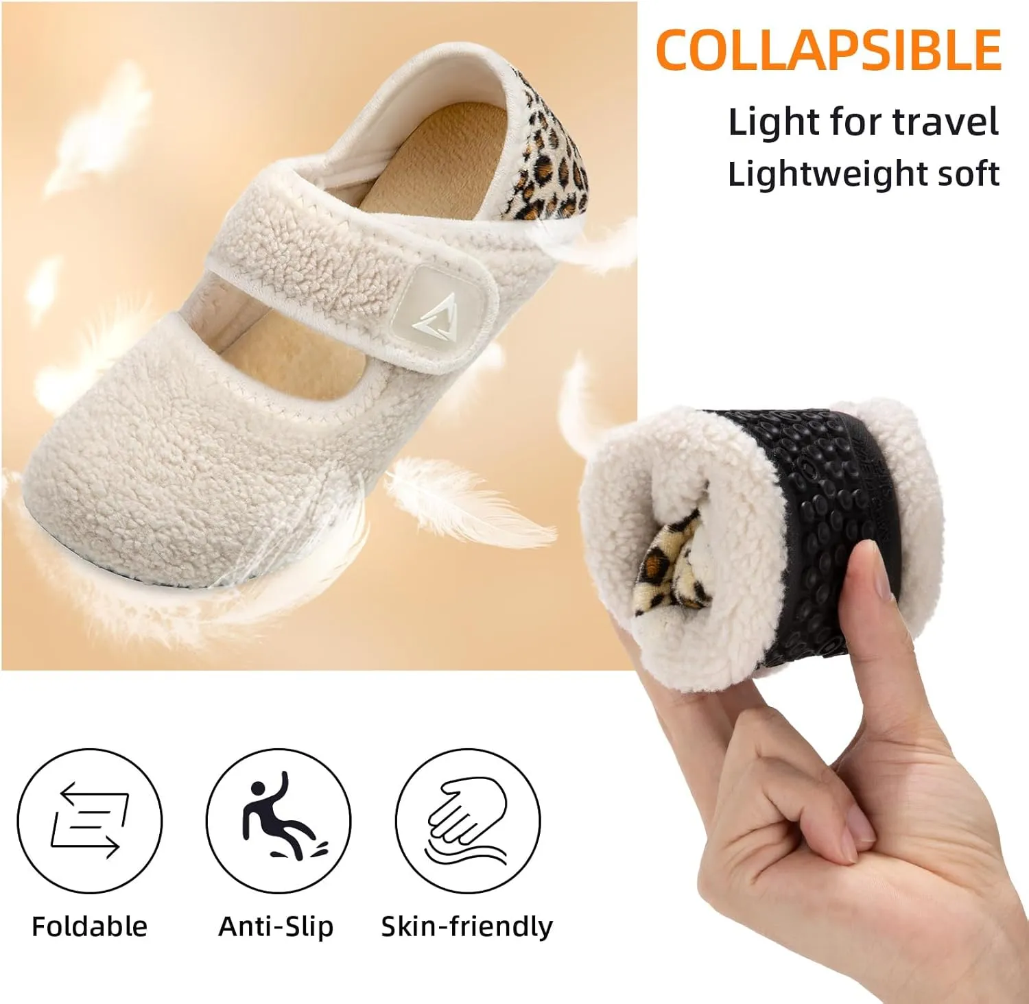 ATHMILE House Slippers for Women Men Indoor Barefoot Socks Wide Diabetic Shoes Adjustable House Slippers for Home Travel