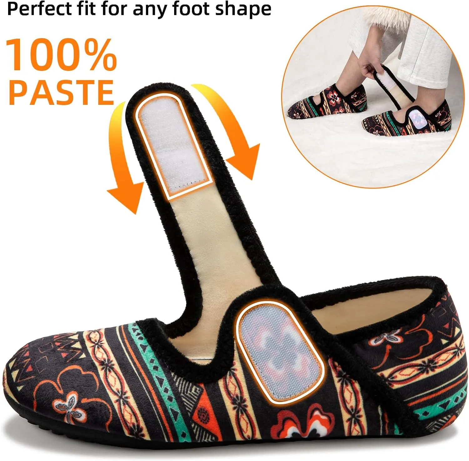 ATHMILE House Slippers for Women Men Indoor Barefoot Socks Wide Diabetic Shoes Adjustable House Slippers for Home Travel