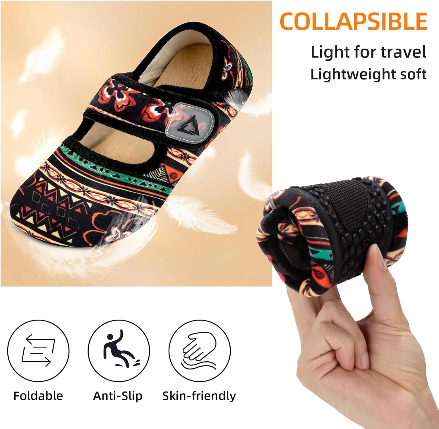 ATHMILE House Slippers for Women Men Indoor Barefoot Socks Wide Diabetic Shoes Adjustable House Slippers for Home Travel