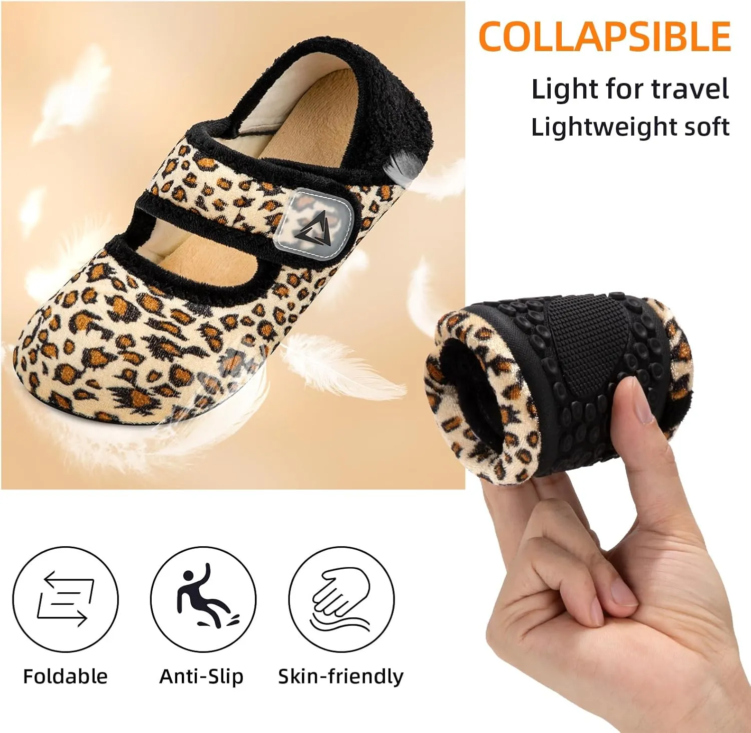ATHMILE House Slippers for Women Men Indoor Barefoot Socks Wide Diabetic Shoes Adjustable House Slippers for Home Travel