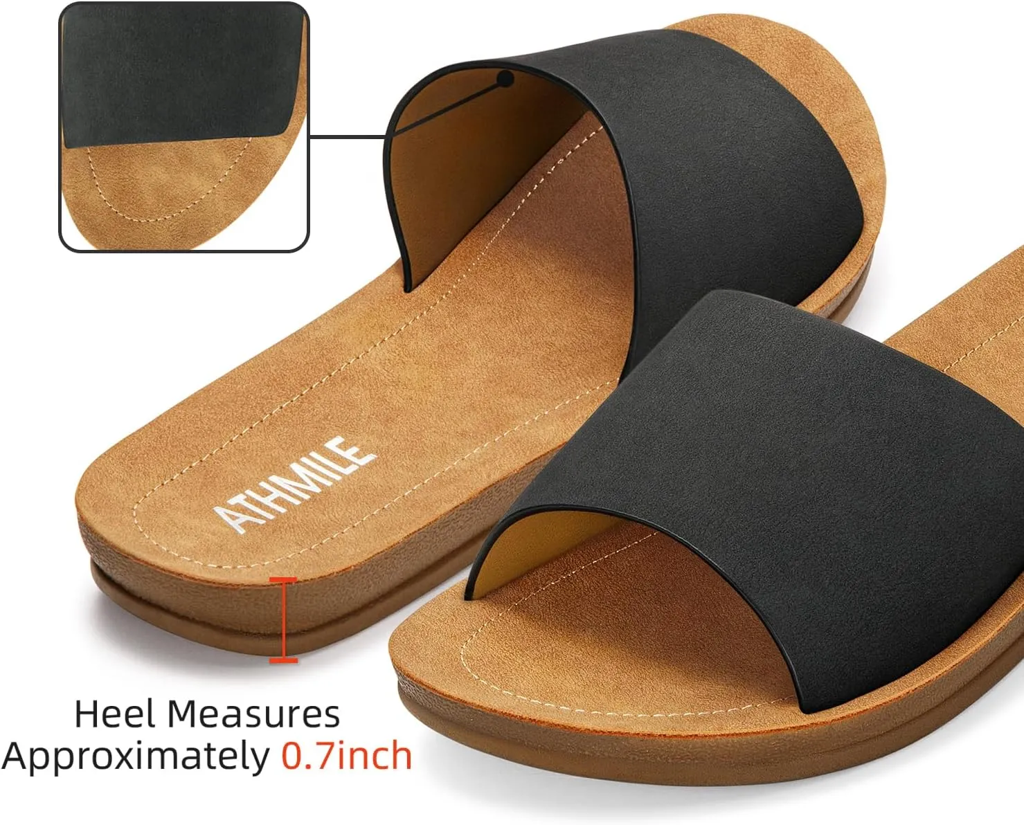 ATHMILE Women's Flats Banded Sandals with Non Slip On Summer Beach Dress Shoes