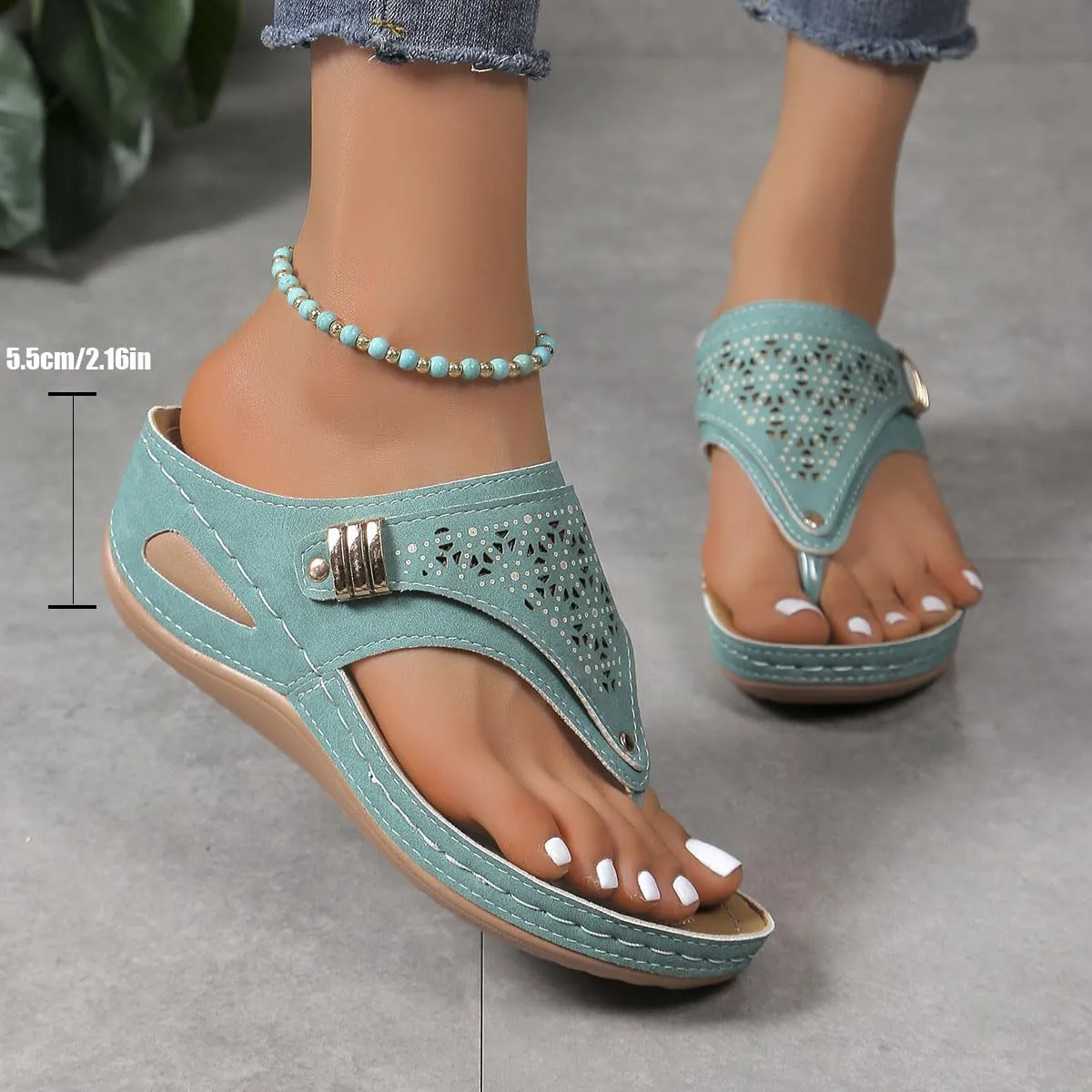 Avylays Orthopedic Sandals, Breathable Mesh Sports Sandals With Non-Slip Sole, Wedge Heel Thick-Soled Slippers Womens