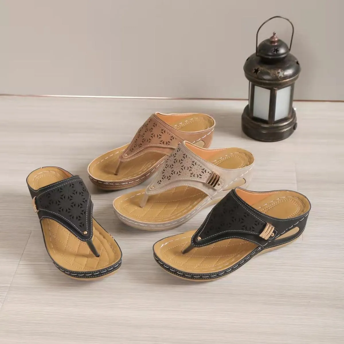 Avylays Orthopedic Sandals, Breathable Mesh Sports Sandals With Non-Slip Sole, Wedge Heel Thick-Soled Slippers Womens