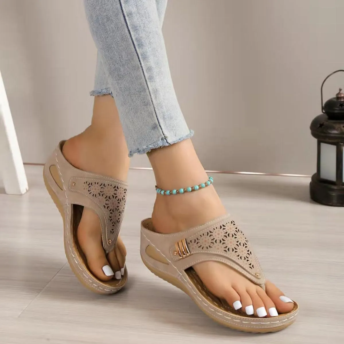 Avylays Orthopedic Sandals, Breathable Mesh Sports Sandals With Non-Slip Sole, Wedge Heel Thick-Soled Slippers Womens