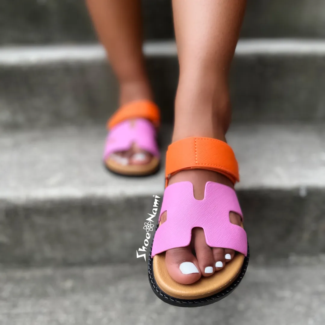 AYO-02/2025 Pink Orange Tan Multi Sandal Open Toe