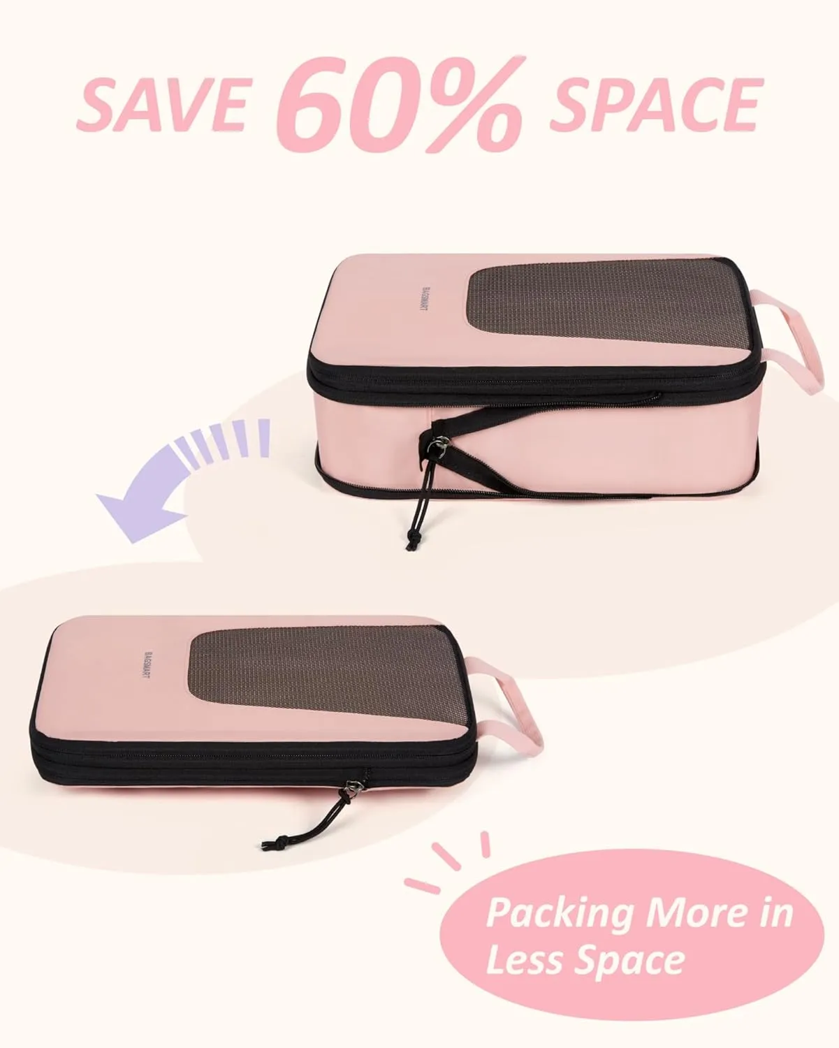 BAGSMART Compression Packing Cubes for Travel, 6 Set/4 Set Packing Cubes for Suitcases, Compression Suitcase Organizer Bags Set for Travel Essentials, Lightweight Packing Organizers