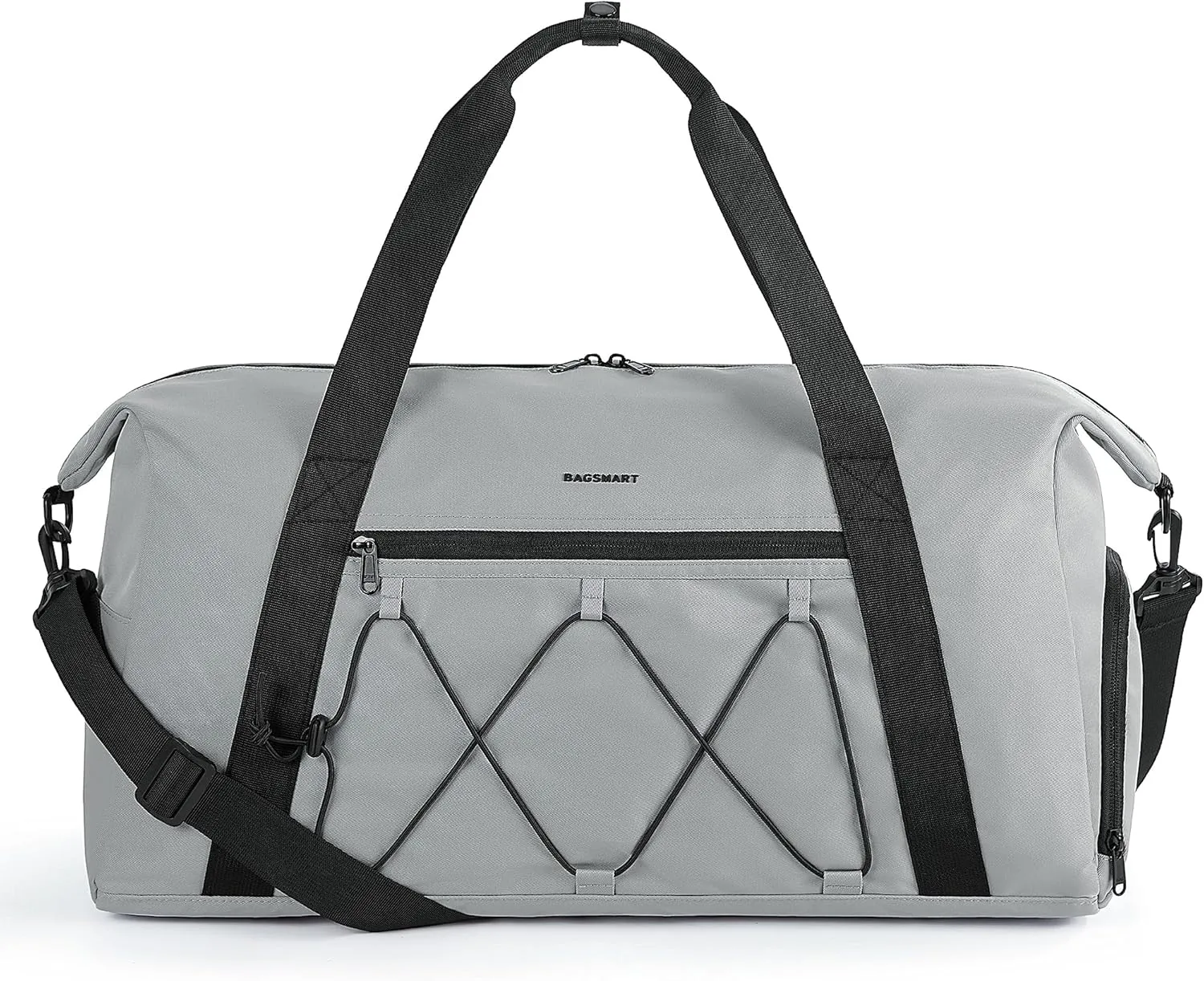 BAGSMART Gym Bags for Men Women, Sports Duffle Bag, Lightweight Weekender Duffel Bag With Shoe Compartment, Water Resistant Workout Duffle Sports Bag for Travel Fitness Swimming Yoga, Grey