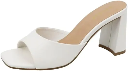 BAMBOO® Women's Square Toe Chunky Heel Mule Slide Sandals