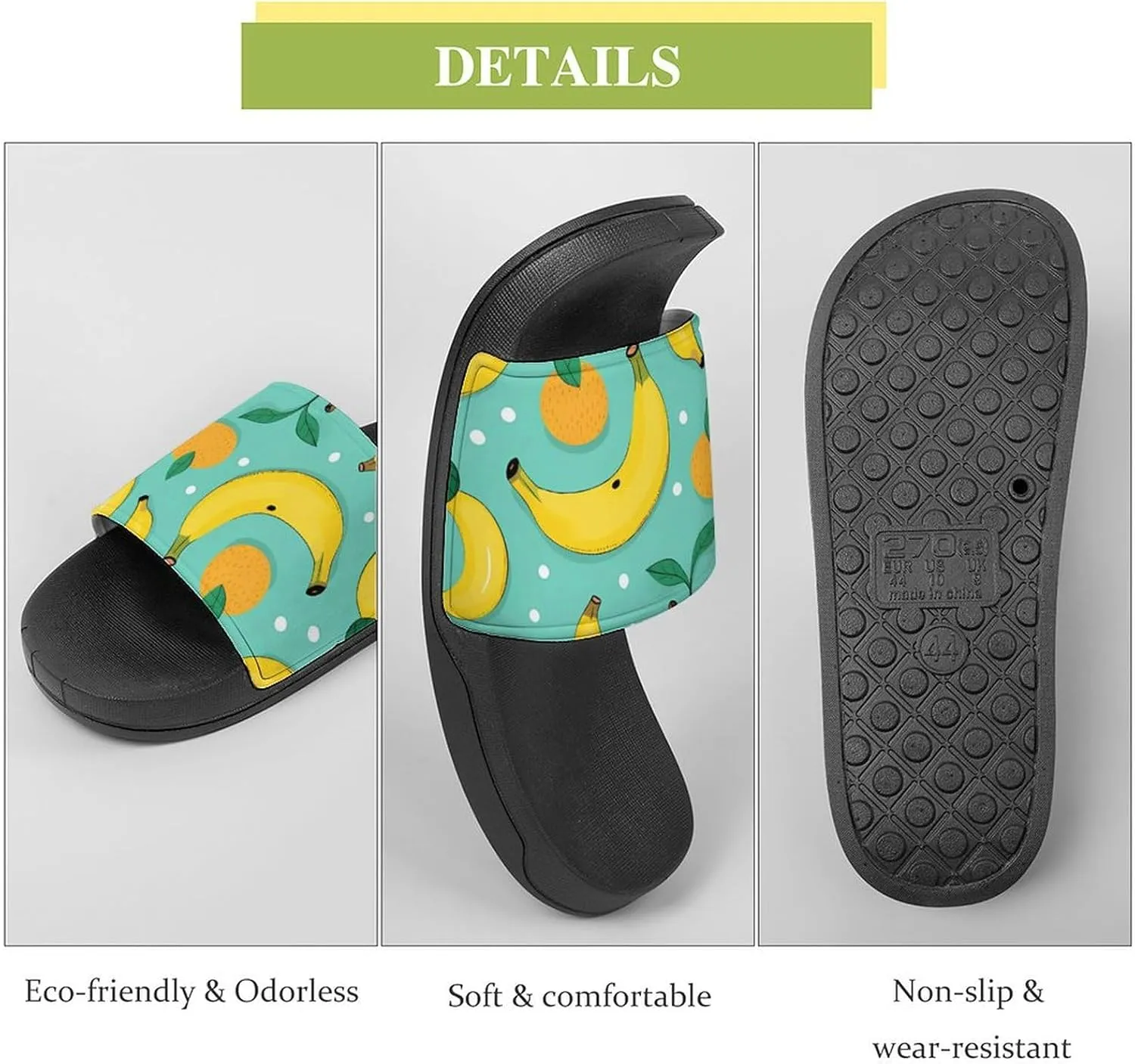 Bananas Tangerine Women's House Sandals Non Slide Bathroom Beach Slippers for Men