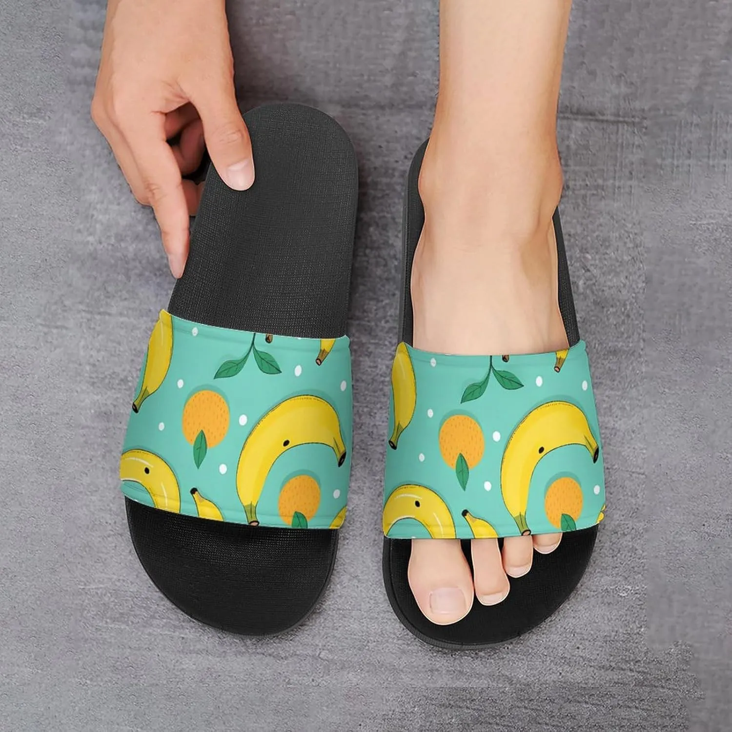 Bananas Tangerine Women's House Sandals Non Slide Bathroom Beach Slippers for Men
