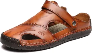 baobeijiadao Men's Outdoor Fisherman Shoes Closed Toe Handmade Leather Sandals Summer Slippers Sandal Walking Shoe