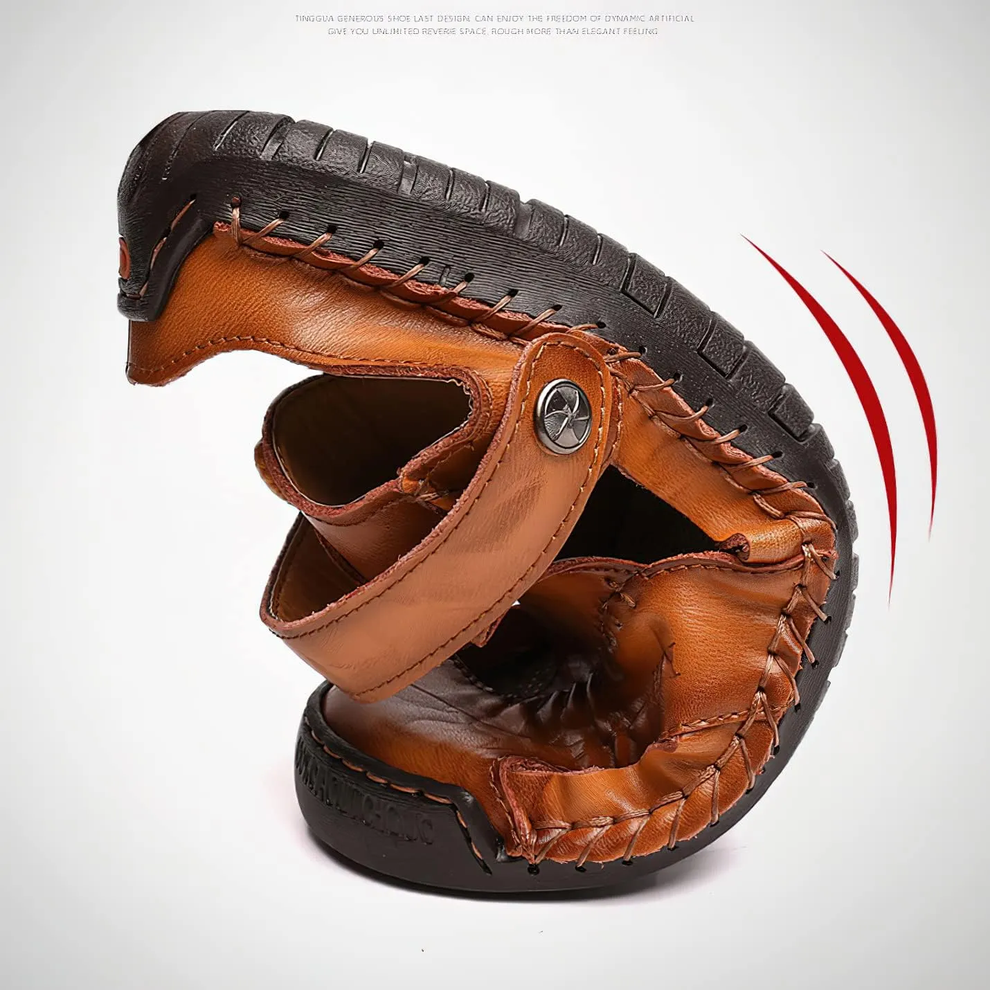 baobeijiadao Men's Outdoor Fisherman Shoes Closed Toe Handmade Leather Sandals Summer Slippers Sandal Walking Shoe