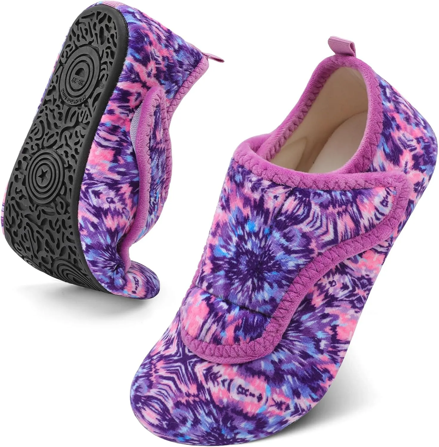 BARERUN Slippers for Women Men Wide House Diabetic Shoes for Women Men Warm Arthritis Edema Swollen Neuropathy Socks Slip on Adjustable Fuzzy Comfy Soft Womens Mens Bedroom Sliipers