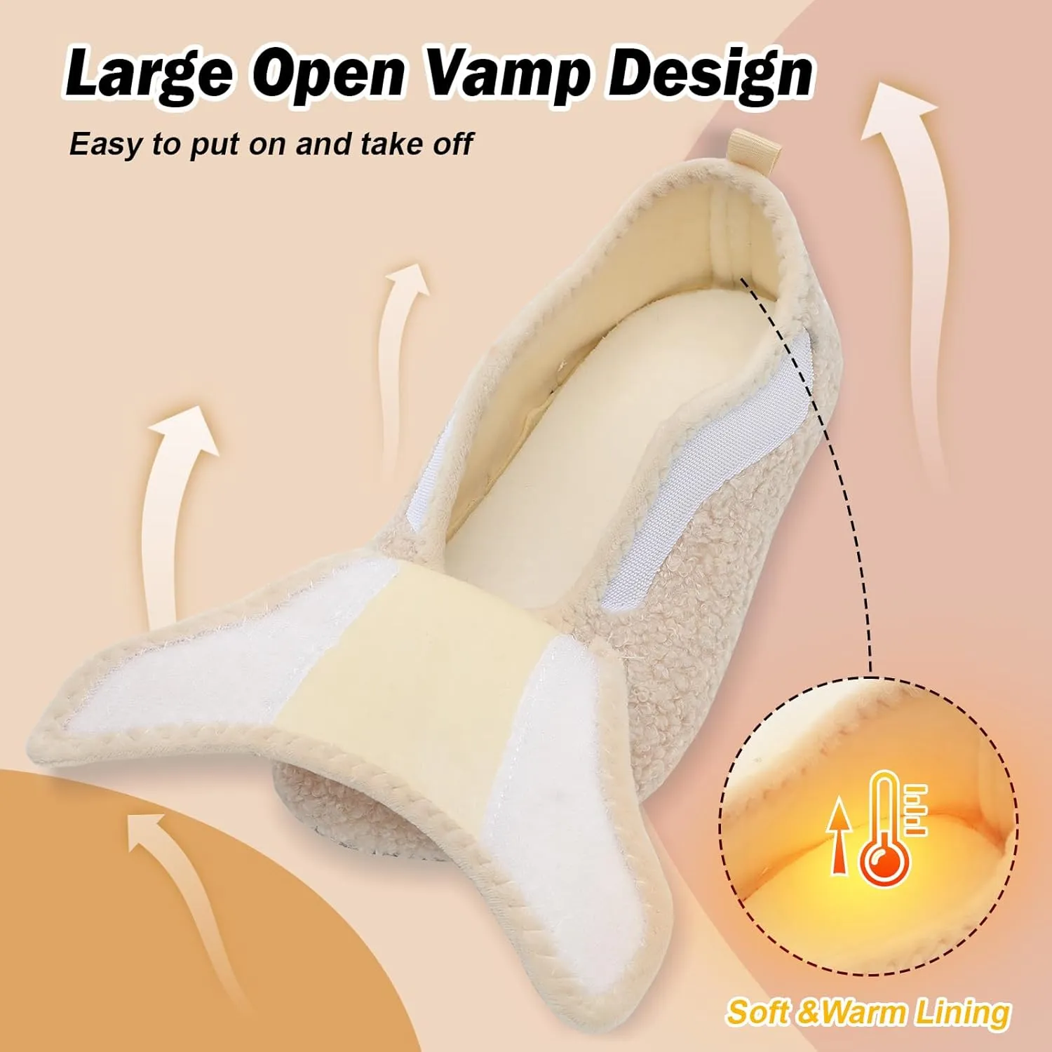 BARERUN Slippers for Women Men Wide House Diabetic Shoes for Women Men Warm Arthritis Edema Swollen Neuropathy Socks Slip on Adjustable Fuzzy Comfy Soft Womens Mens Bedroom Sliipers