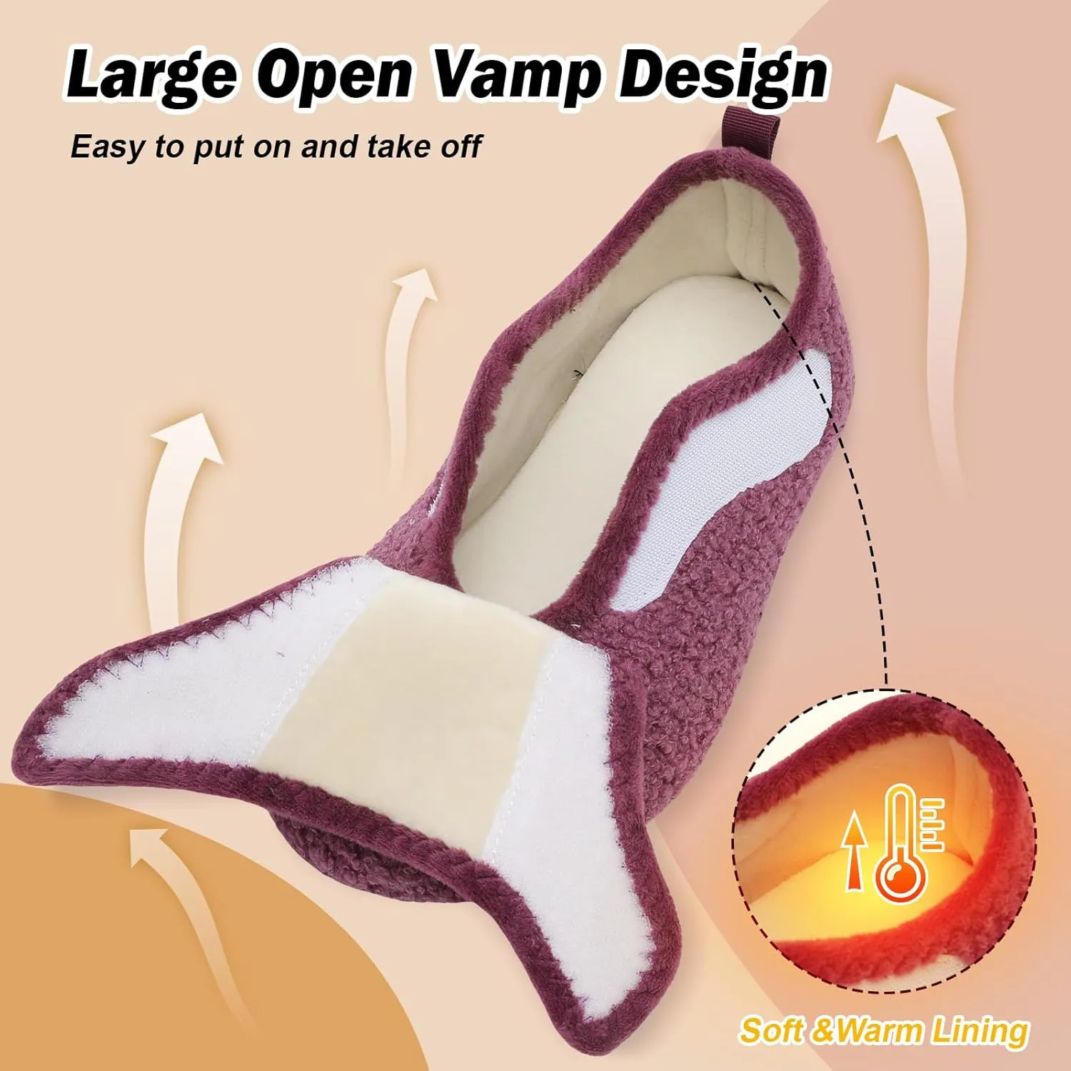 BARERUN Slippers for Women Men Wide House Diabetic Shoes for Women Men Warm Arthritis Edema Swollen Neuropathy Socks Slip on Adjustable Fuzzy Comfy Soft Womens Mens Bedroom Sliipers