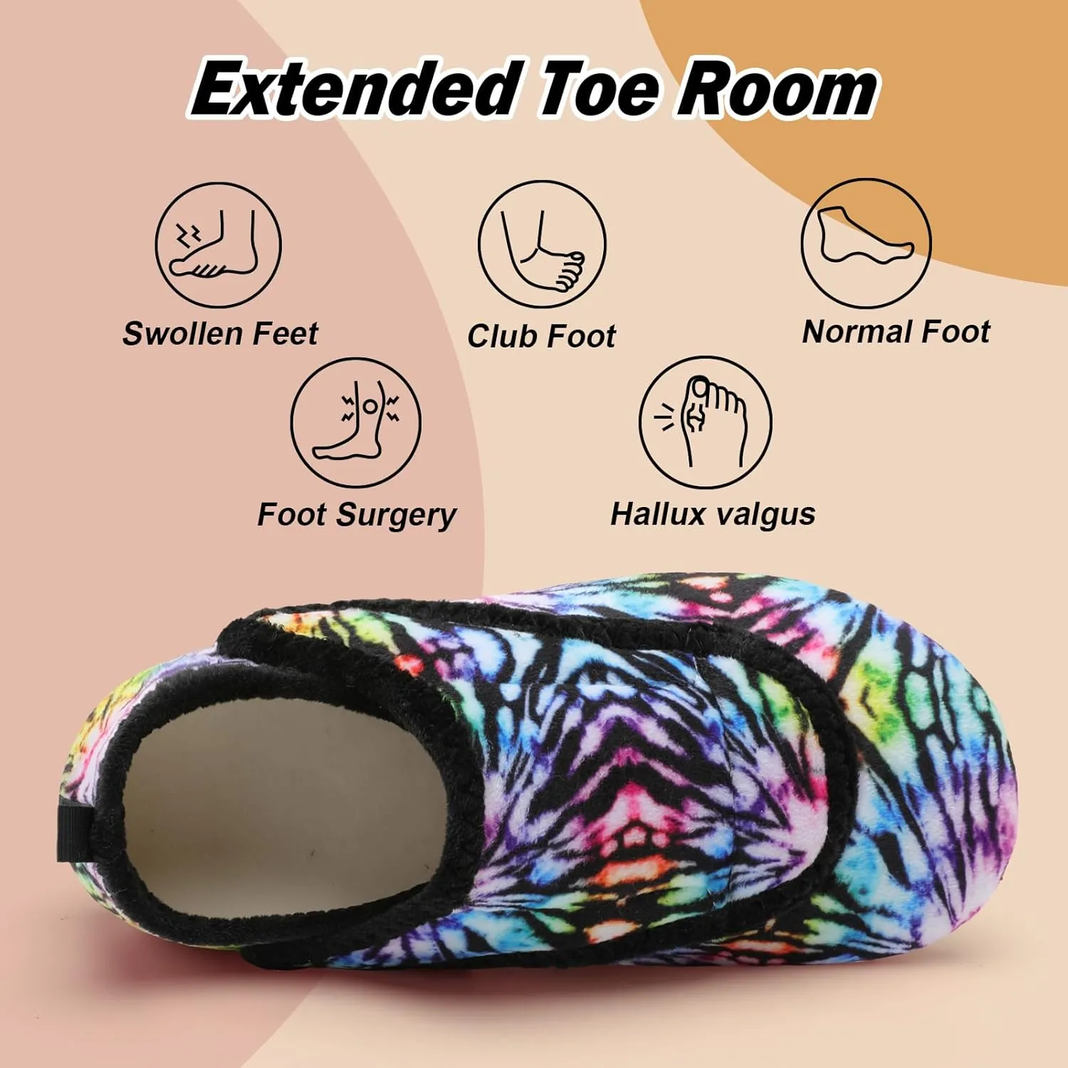 BARERUN Slippers for Women Men Wide House Diabetic Shoes for Women Men Warm Arthritis Edema Swollen Neuropathy Socks Slip on Adjustable Fuzzy Comfy Soft Womens Mens Bedroom Sliipers