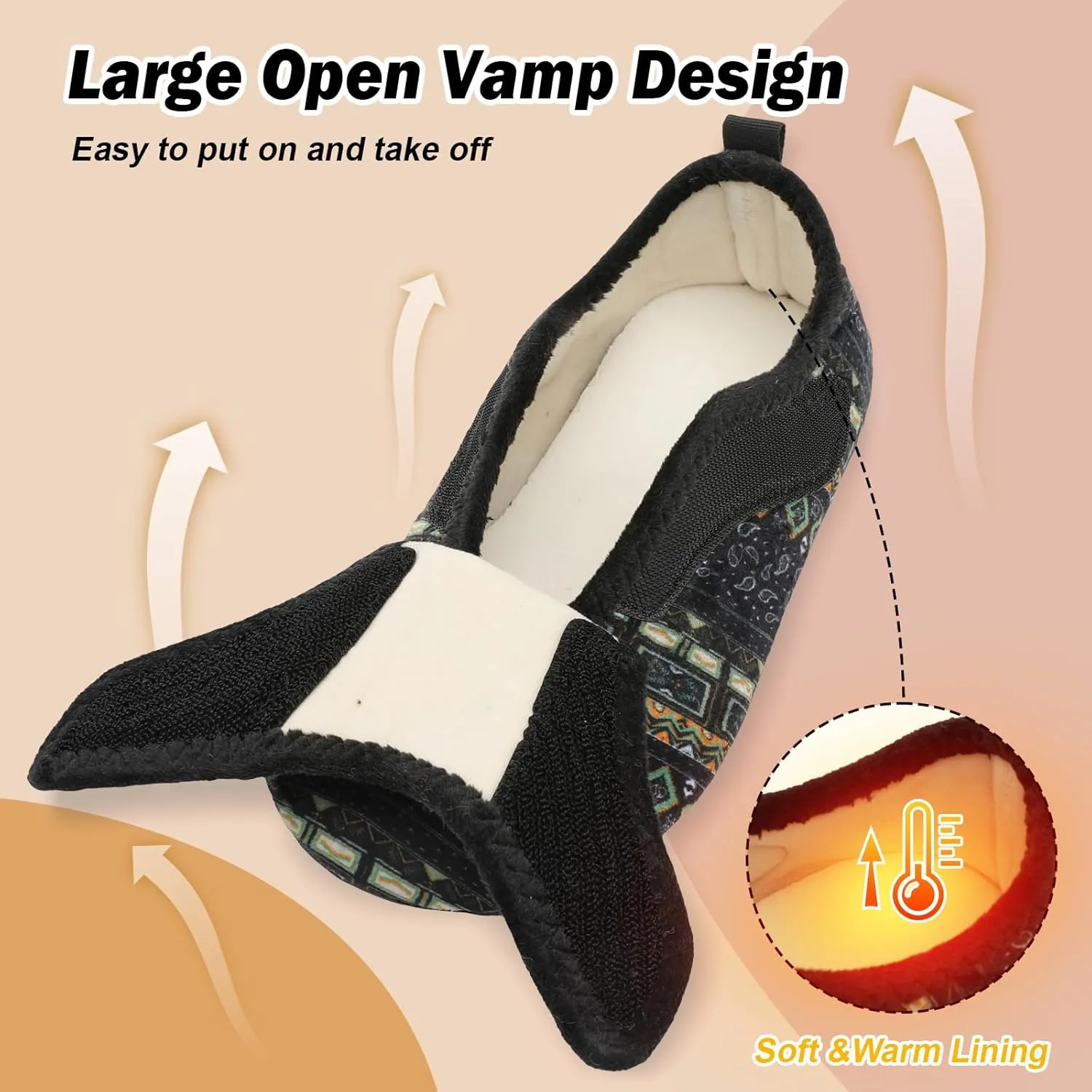BARERUN Slippers for Women Men Wide House Diabetic Shoes for Women Men Warm Arthritis Edema Swollen Neuropathy Socks Slip on Adjustable Fuzzy Comfy Soft Womens Mens Bedroom Sliipers