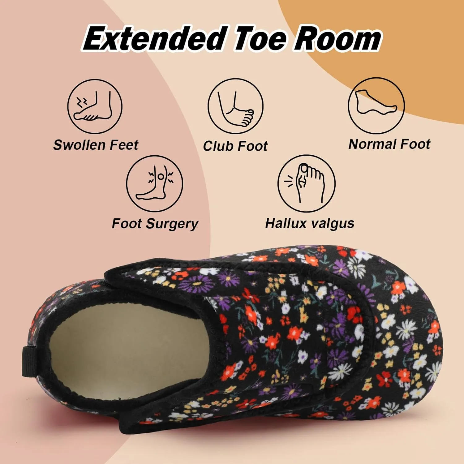 BARERUN Slippers for Women Men Wide House Diabetic Shoes for Women Men Warm Arthritis Edema Swollen Neuropathy Socks Slip on Adjustable Fuzzy Comfy Soft Womens Mens Bedroom Sliipers
