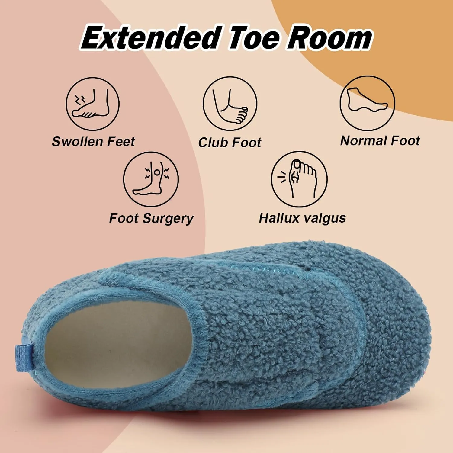 BARERUN Slippers for Women Men Wide House Diabetic Shoes for Women Men Warm Arthritis Edema Swollen Neuropathy Socks Slip on Adjustable Fuzzy Comfy Soft Womens Mens Bedroom Sliipers