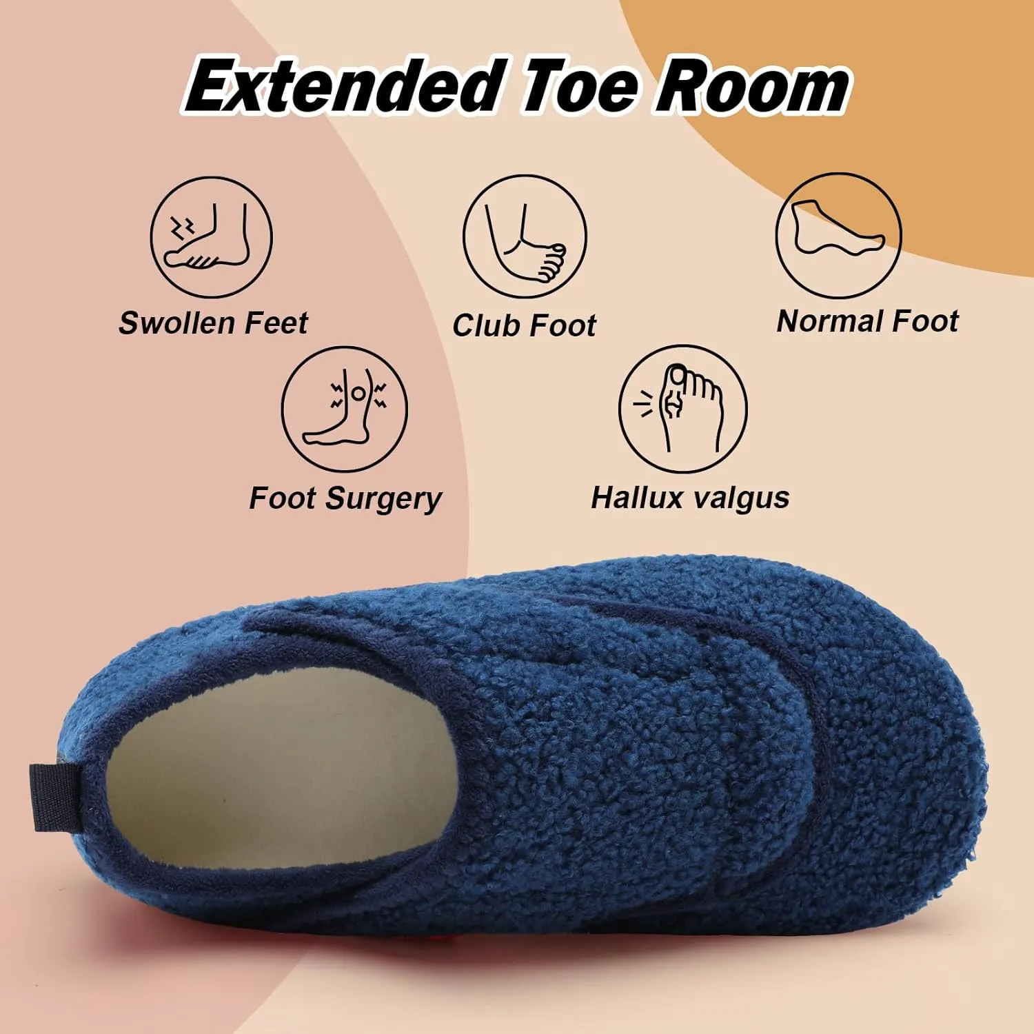 BARERUN Slippers for Women Men Wide House Diabetic Shoes for Women Men Warm Arthritis Edema Swollen Neuropathy Socks Slip on Adjustable Fuzzy Comfy Soft Womens Mens Bedroom Sliipers
