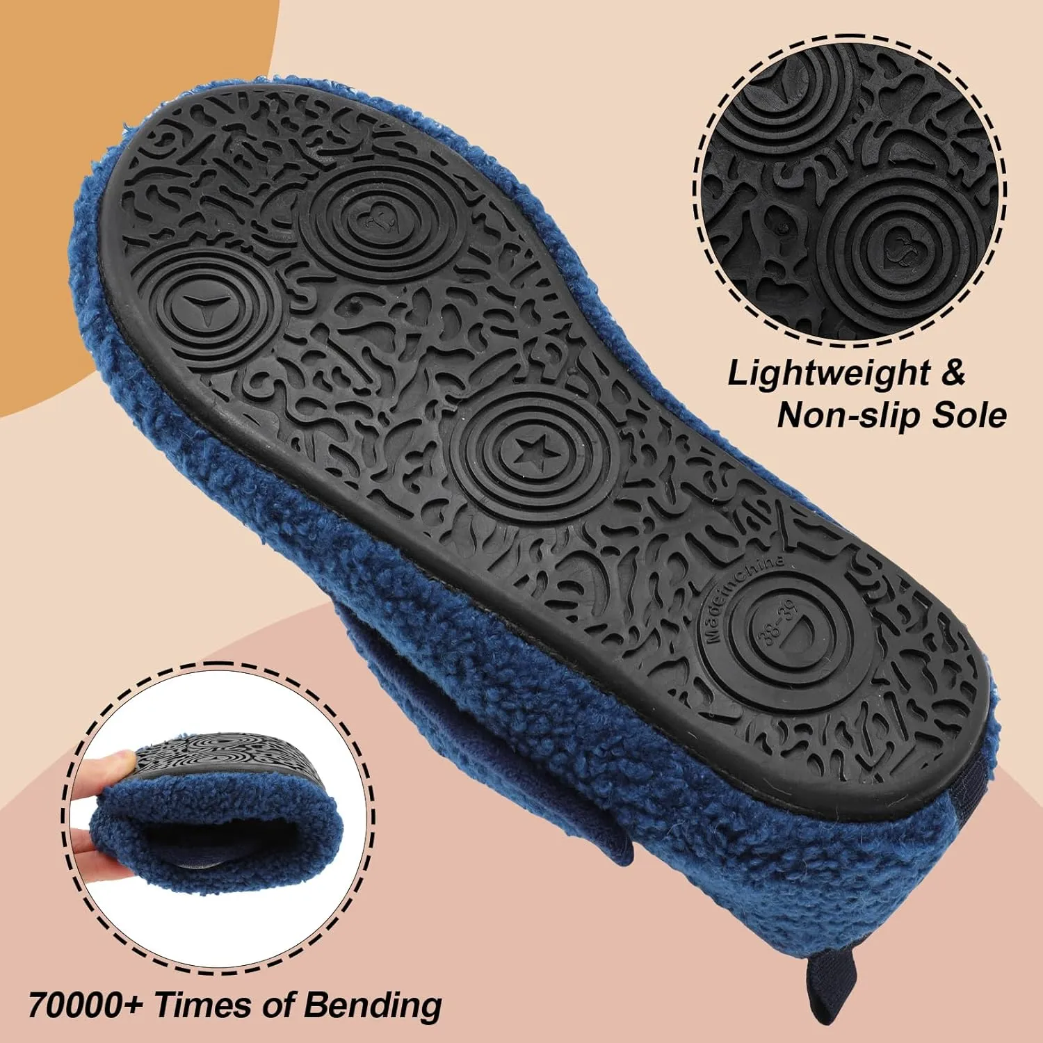 BARERUN Slippers for Women Men Wide House Diabetic Shoes for Women Men Warm Arthritis Edema Swollen Neuropathy Socks Slip on Adjustable Fuzzy Comfy Soft Womens Mens Bedroom Sliipers
