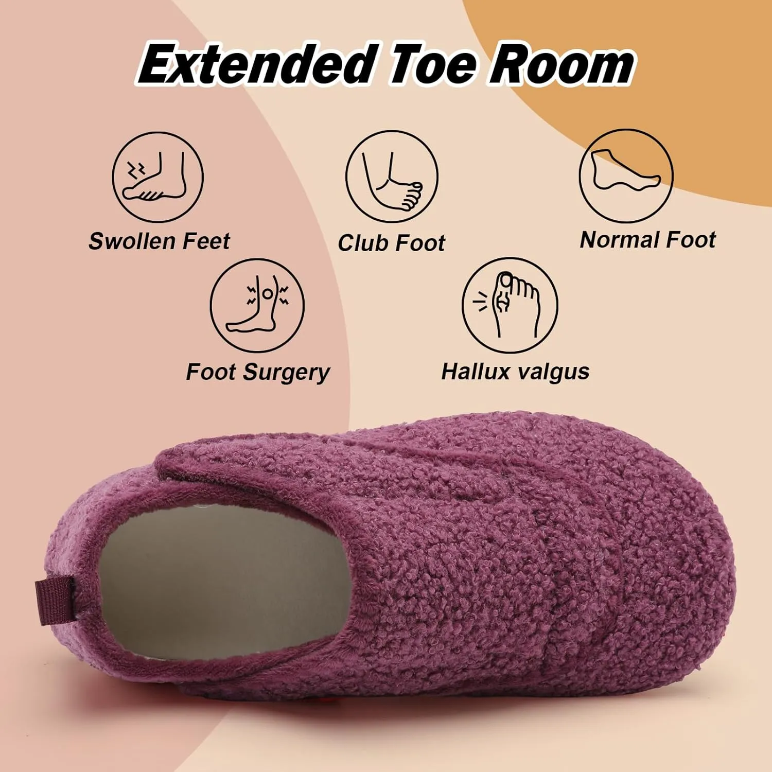 BARERUN Slippers for Women Men Wide House Diabetic Shoes for Women Men Warm Arthritis Edema Swollen Neuropathy Socks Slip on Adjustable Fuzzy Comfy Soft Womens Mens Bedroom Sliipers