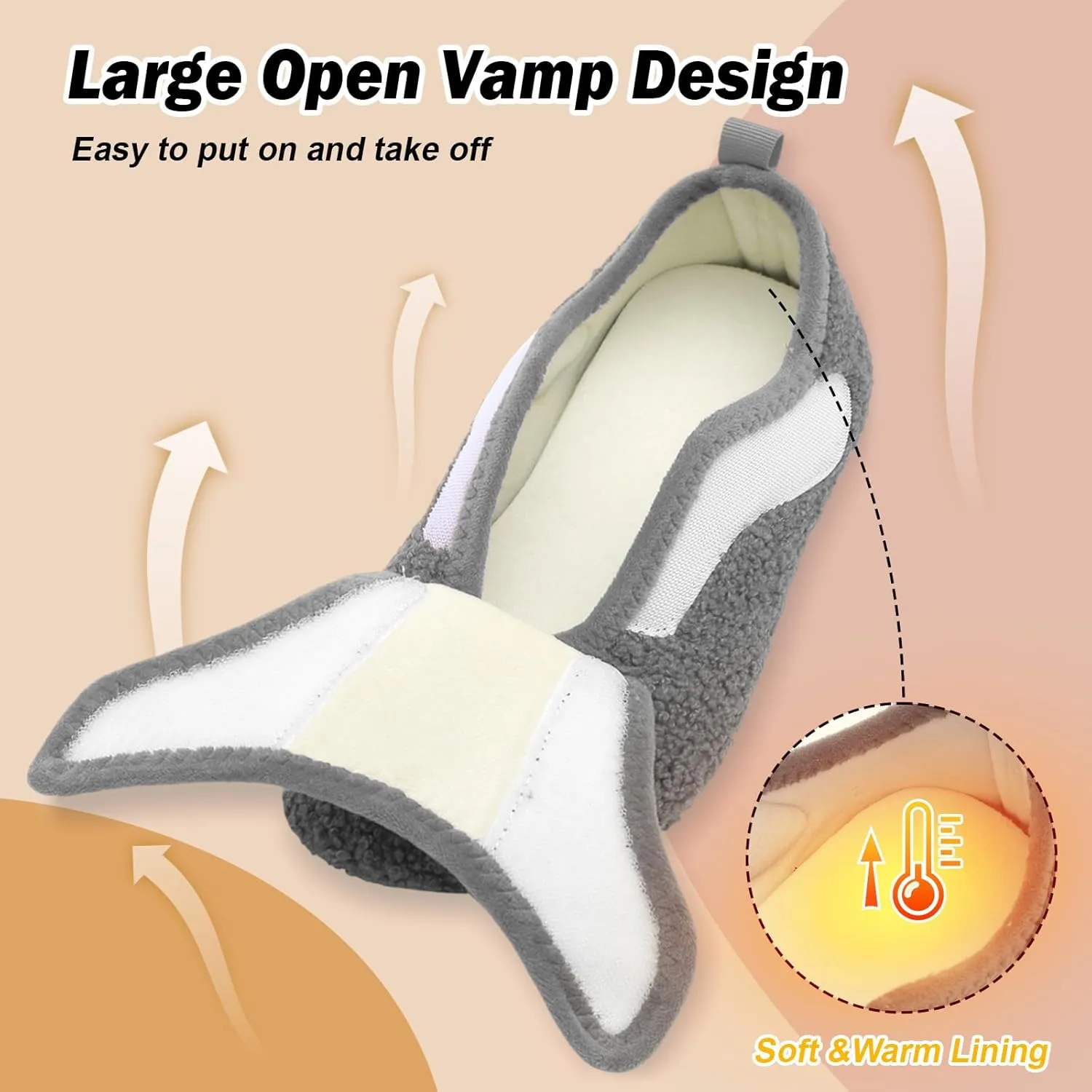 BARERUN Slippers for Women Men Wide House Diabetic Shoes for Women Men Warm Arthritis Edema Swollen Neuropathy Socks Slip on Adjustable Fuzzy Comfy Soft Womens Mens Bedroom Sliipers