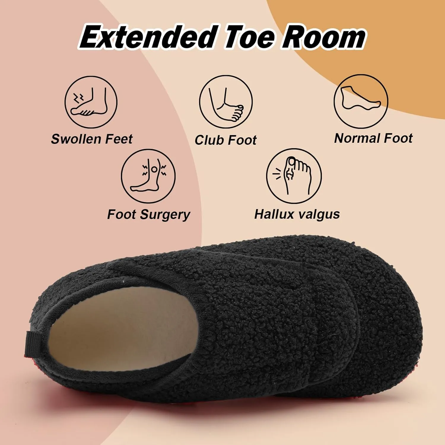 BARERUN Slippers for Women Men Wide House Diabetic Shoes for Women Men Warm Arthritis Edema Swollen Neuropathy Socks Slip on Adjustable Fuzzy Comfy Soft Womens Mens Bedroom Sliipers