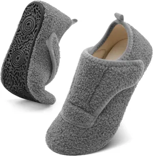 BARERUN Slippers for Women Men Wide House Diabetic Shoes for Women Men Warm Arthritis Edema Swollen Neuropathy Socks Slip on Adjustable Fuzzy Comfy Soft Womens Mens Bedroom Sliipers