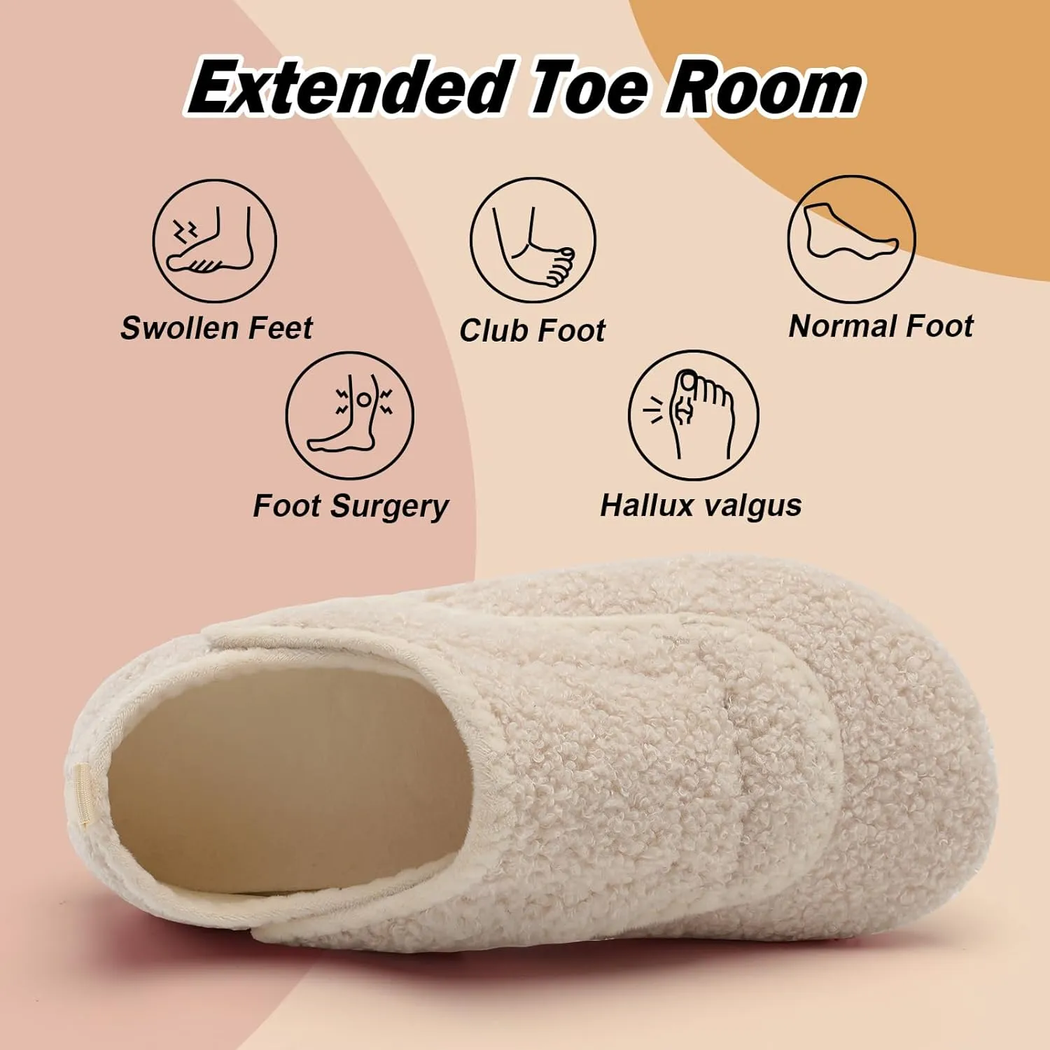 BARERUN Slippers for Women Men Wide House Diabetic Shoes for Women Men Warm Arthritis Edema Swollen Neuropathy Socks Slip on Adjustable Fuzzy Comfy Soft Womens Mens Bedroom Sliipers