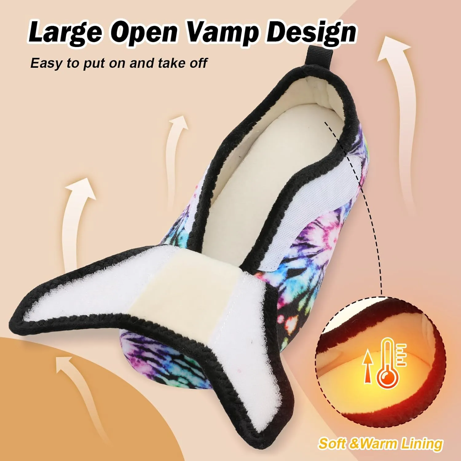 BARERUN Slippers for Women Men Wide House Diabetic Shoes for Women Men Warm Arthritis Edema Swollen Neuropathy Socks Slip on Adjustable Fuzzy Comfy Soft Womens Mens Bedroom Sliipers