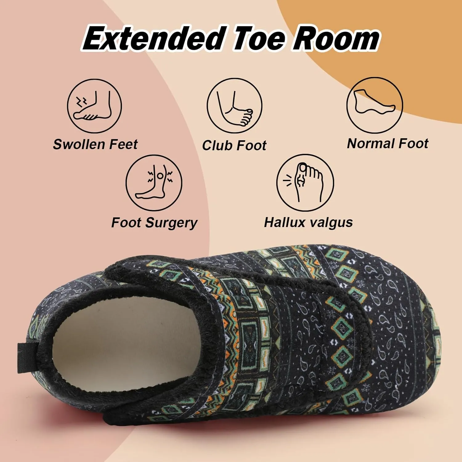 BARERUN Slippers for Women Men Wide House Diabetic Shoes for Women Men Warm Arthritis Edema Swollen Neuropathy Socks Slip on Adjustable Fuzzy Comfy Soft Womens Mens Bedroom Sliipers