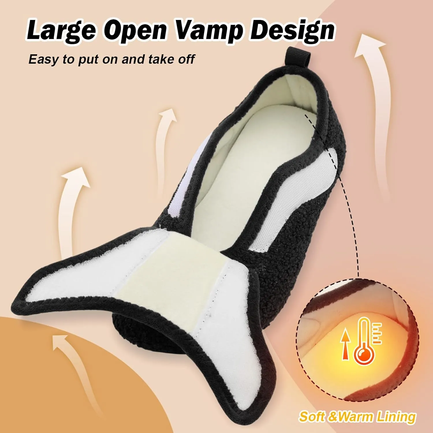 BARERUN Slippers for Women Men Wide House Diabetic Shoes for Women Men Warm Arthritis Edema Swollen Neuropathy Socks Slip on Adjustable Fuzzy Comfy Soft Womens Mens Bedroom Sliipers