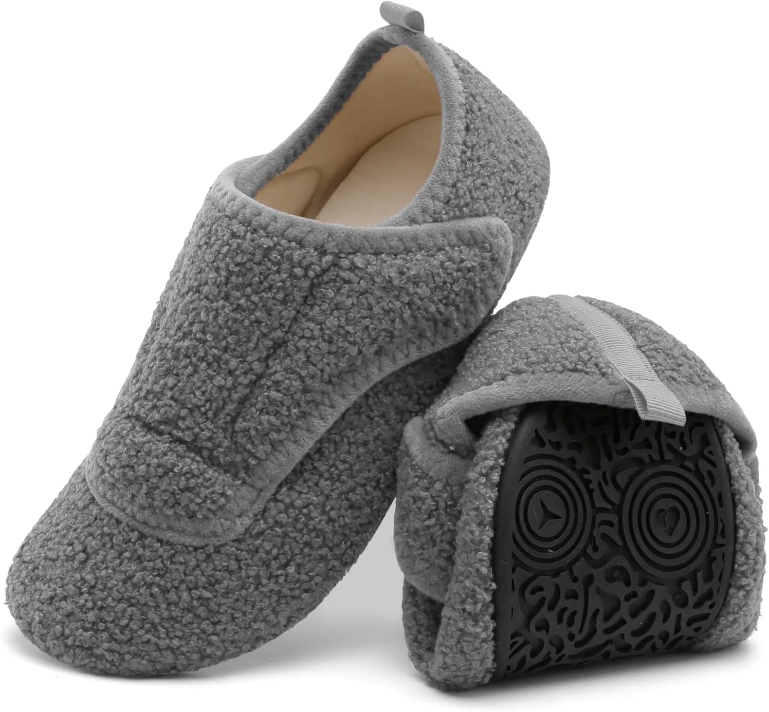 BARERUN Slippers for Women Men Wide House Diabetic Shoes for Women Men Warm Arthritis Edema Swollen Neuropathy Socks Slip on Adjustable Fuzzy Comfy Soft Womens Mens Bedroom Sliipers