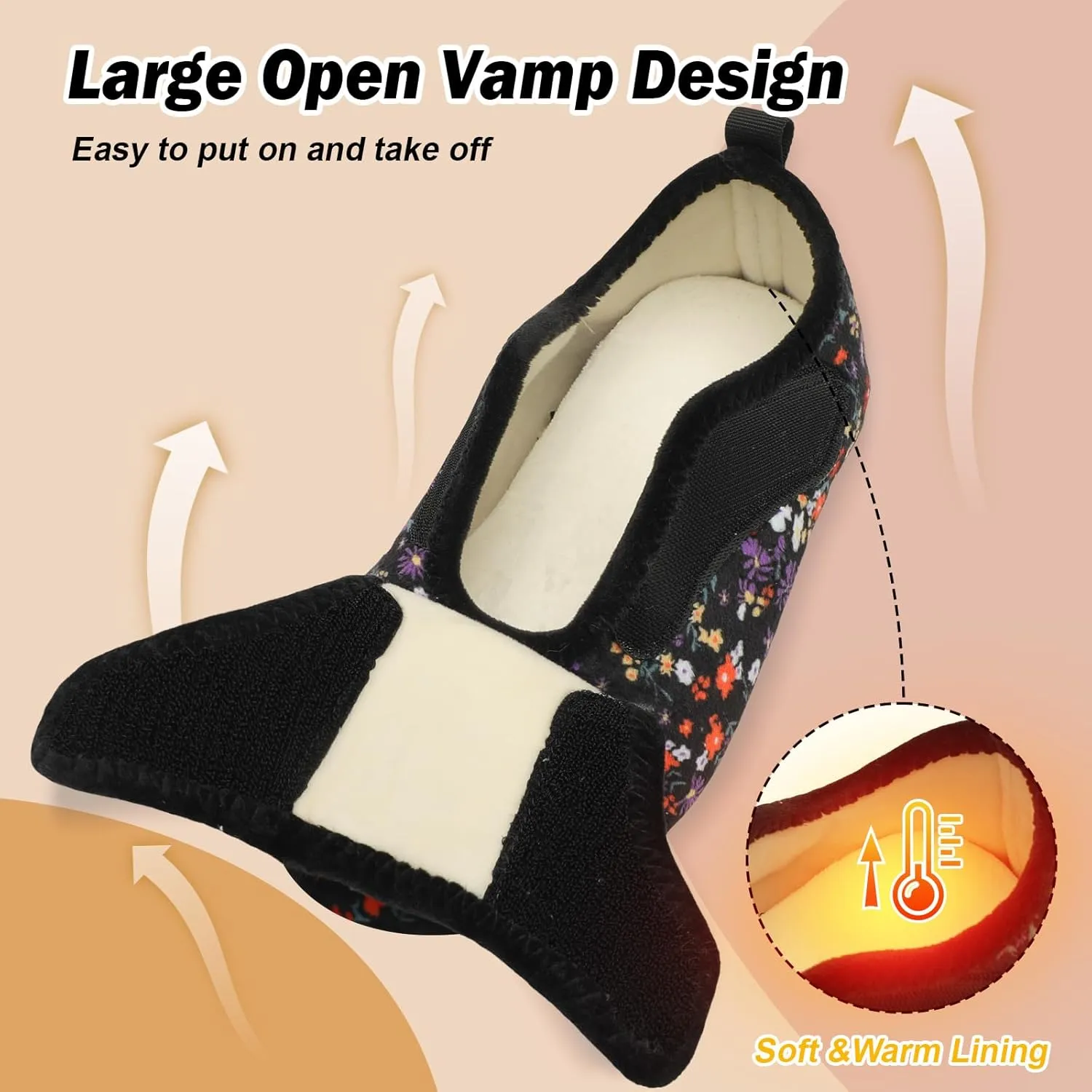 BARERUN Slippers for Women Men Wide House Diabetic Shoes for Women Men Warm Arthritis Edema Swollen Neuropathy Socks Slip on Adjustable Fuzzy Comfy Soft Womens Mens Bedroom Sliipers