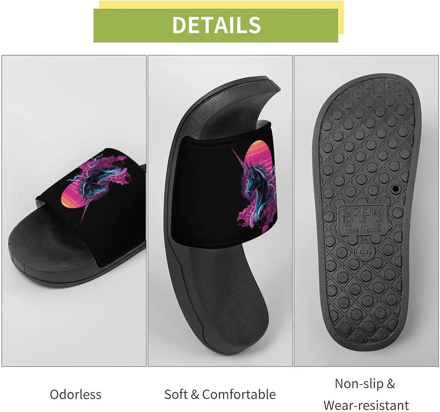 Beast Unicorm Thunder Shower Sandals PVC Pillow Slippers Bath Slip On Home Shoes Non-Slip for Outdoor