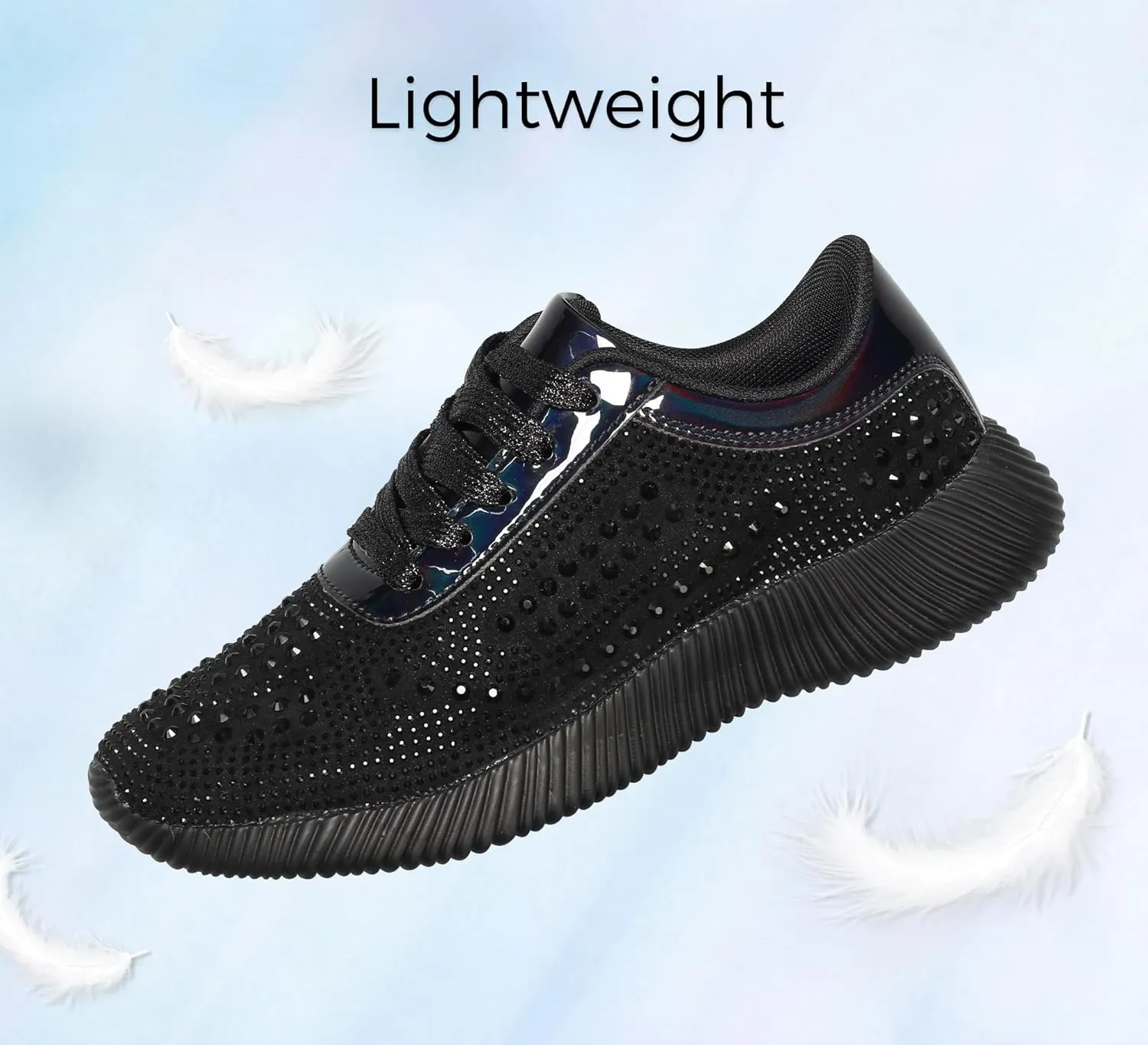 BELOS Women's Glitter Shoes Sparkly Lightweight Metallic Sequins Tennis Shoes Casual Retro Braided Walking Shoes