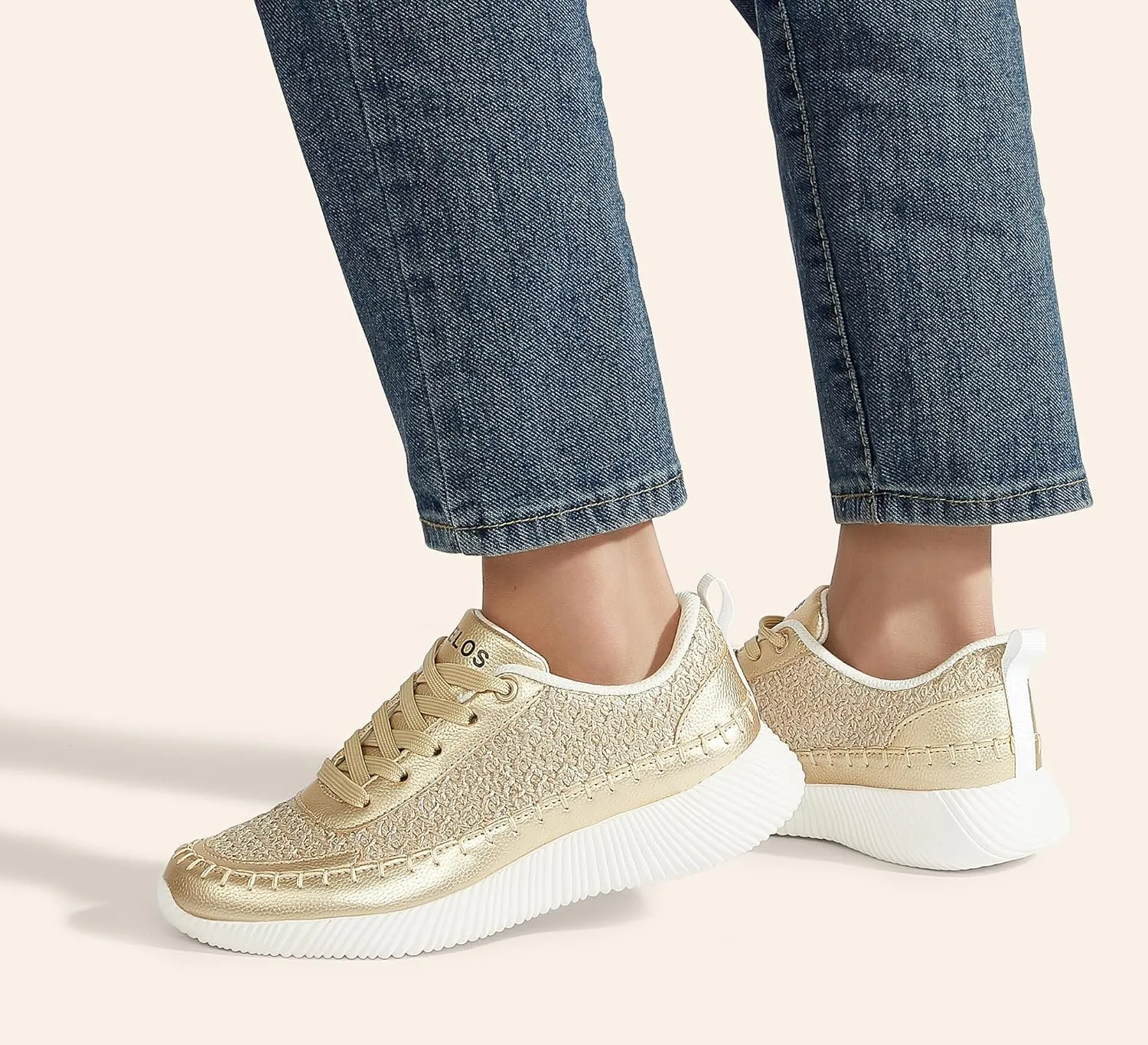 BELOS Women's Glitter Shoes Sparkly Lightweight Metallic Sequins Tennis Shoes Casual Retro Braided Walking Shoes