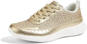 BELOS Women's Glitter Shoes Sparkly Lightweight Metallic Sequins Tennis Shoes Casual Retro Braided Walking Shoes